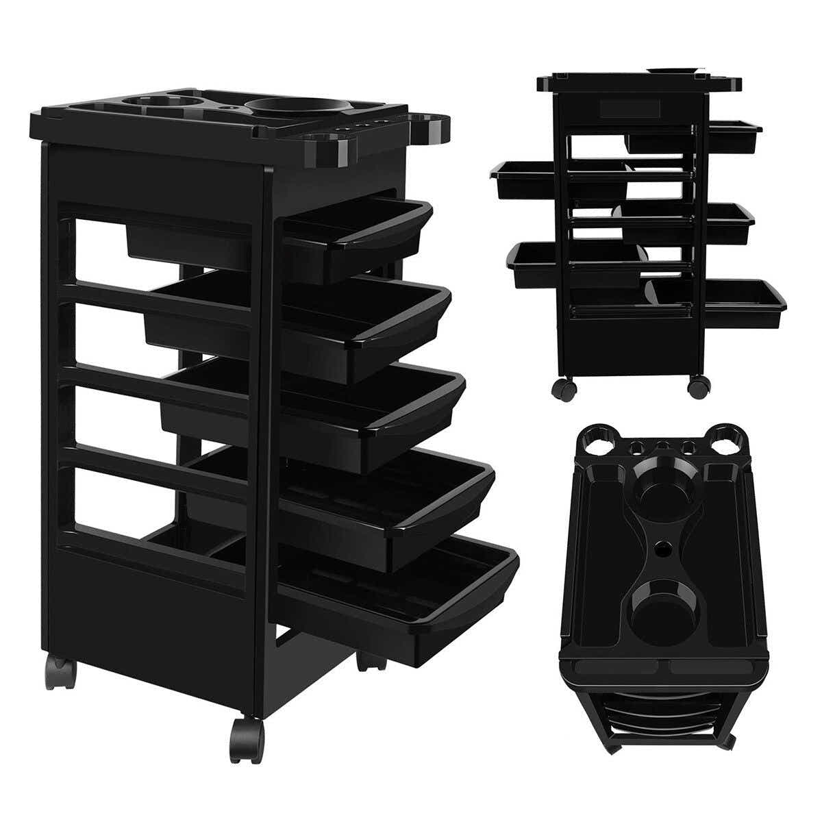 DS BD Hairdressing Storage Rolling Tool Cart Salon on Wheels 6 Tiers 5 Tray