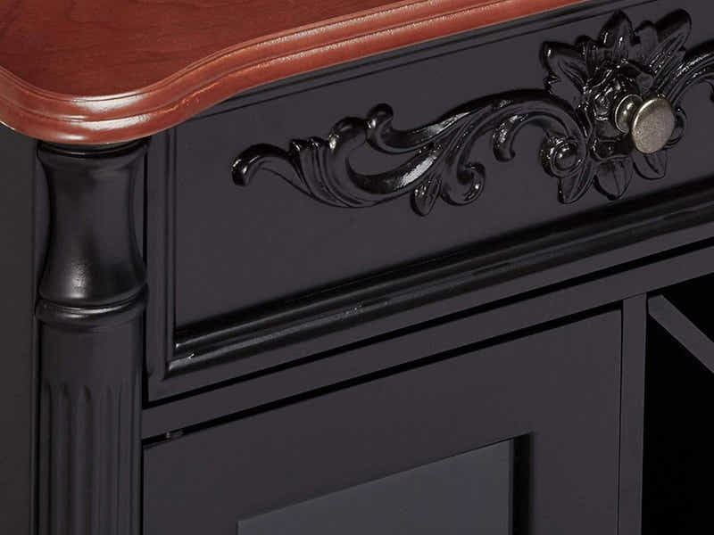 Wood Console Buffet Table With Wine Cabinet