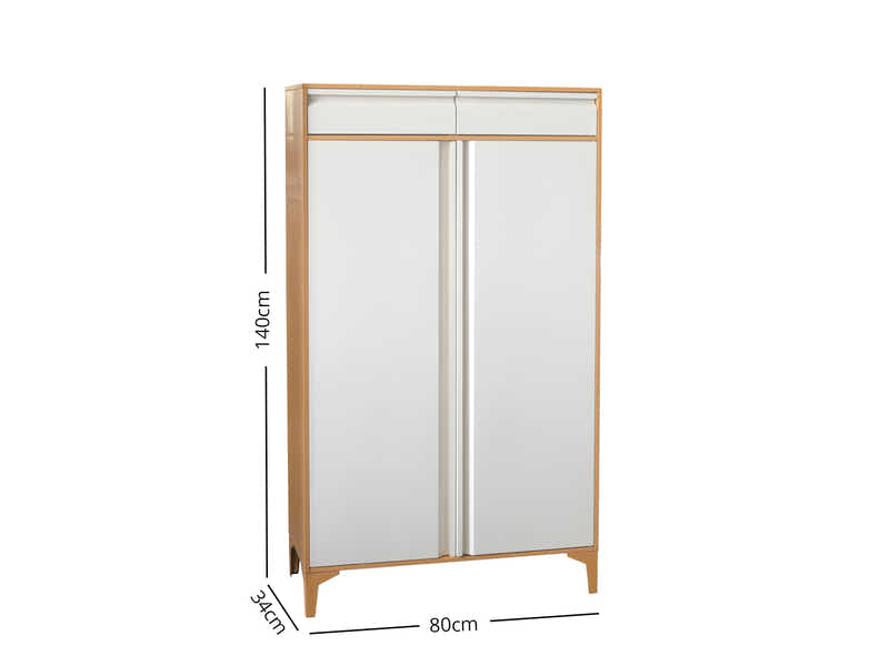 Lonna Steel 2-Door Shoe Cabinet With Drawers - White