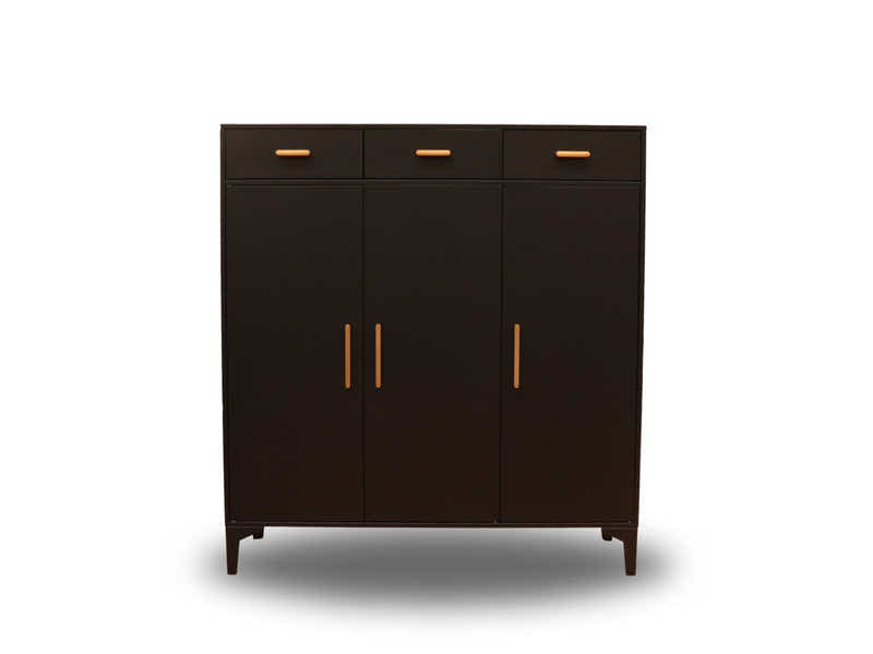 Lonna Steel 3-Door Shoe Cabinet With Drawers - Black