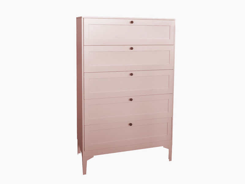 Lonna Steel 5-Drawer Tallboy - Pink