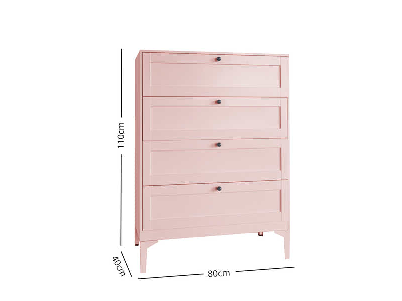 Lonna Steel 4-Drawer Tallboy - Pink