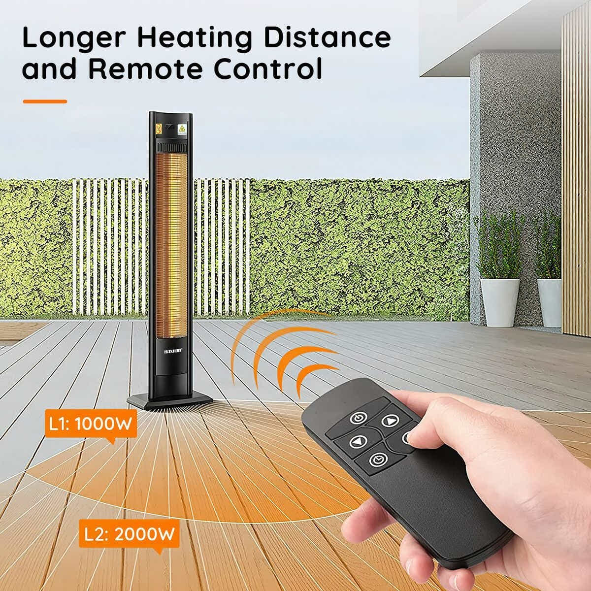 DS BD Maxkon 2000W Carbon Fibre Infrared Heater Instant Heat Remote Control