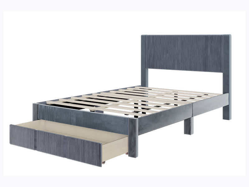 Rae Bed Frame With Drawer & Xclusive Pocket Spring Mattress X20 - Queen (Combo)