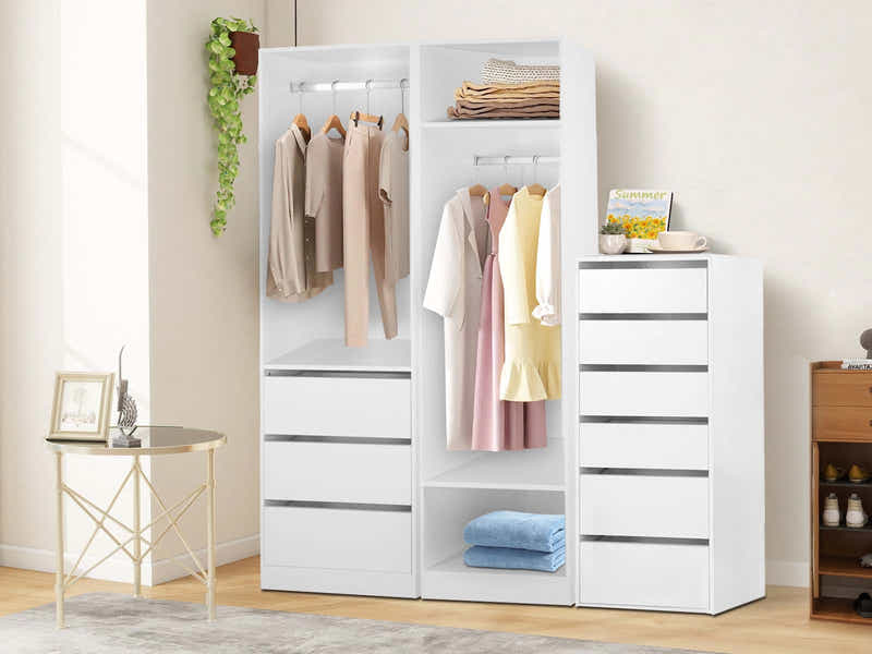 T DS Mattone 3Draw Hanging Wardrobe and Open Wardrobe and 6D Wardrobe