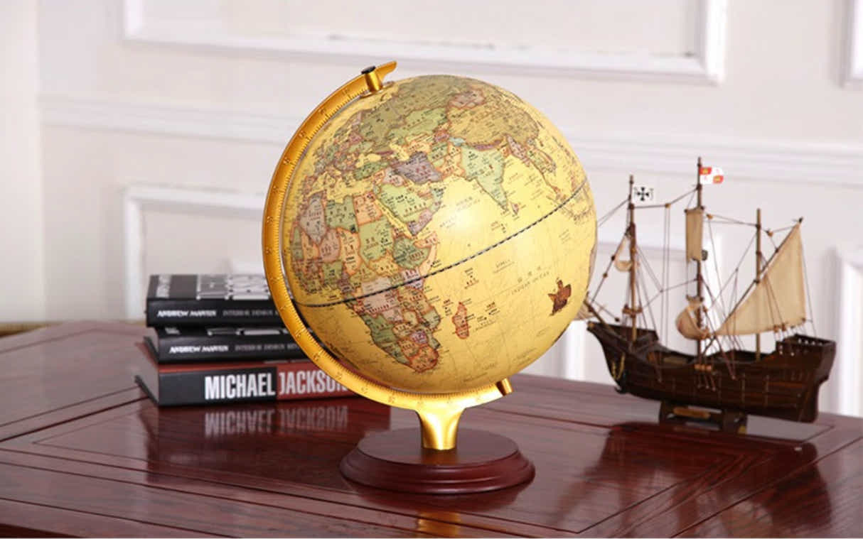 DS BS Illuminated Antique World Globe Decor LED Light-25cm