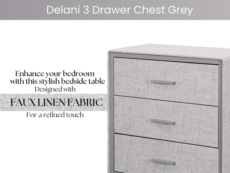 Delani 3-Drawer Chest - Grey
