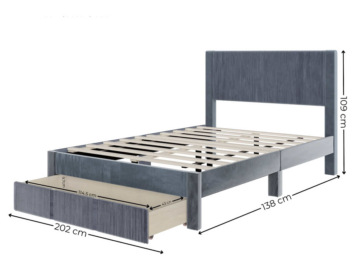 Rae Bed Frame With Drawer & GEL30 Mattress - Double