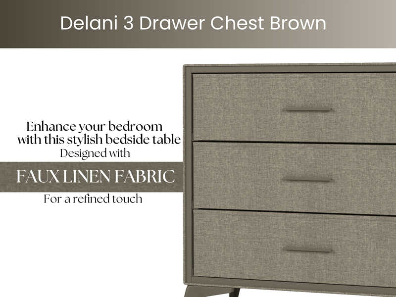 Delani 3-Drawer Chest - Brown