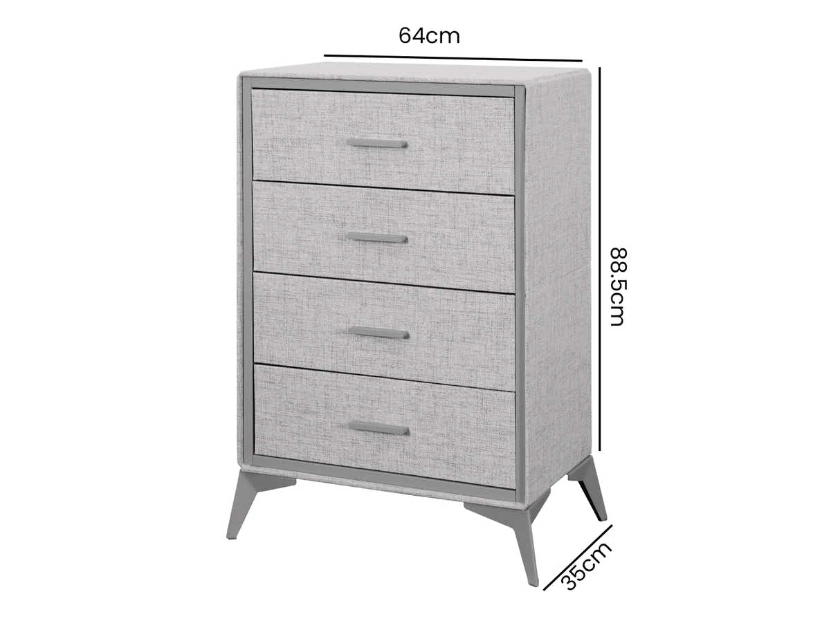 Delani 4-Drawer Tallboy - Grey