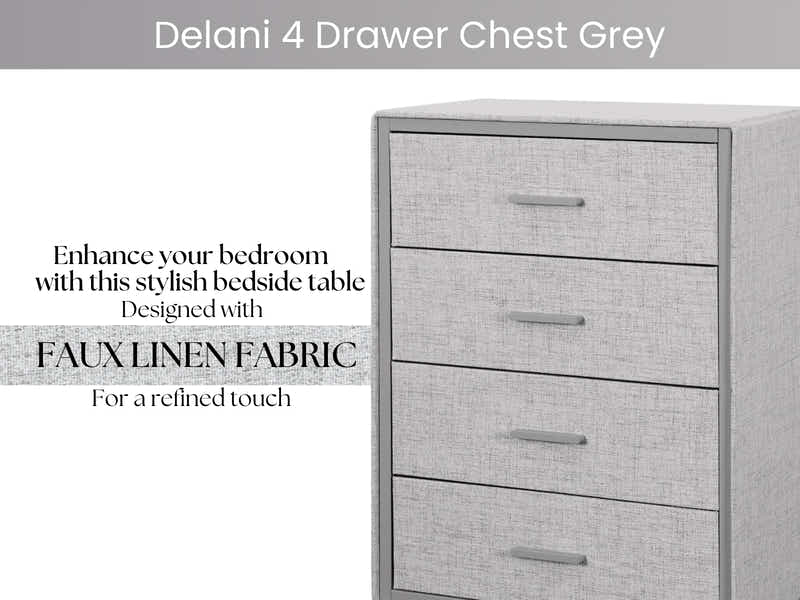 Delani 4-Drawer Tallboy - Grey
