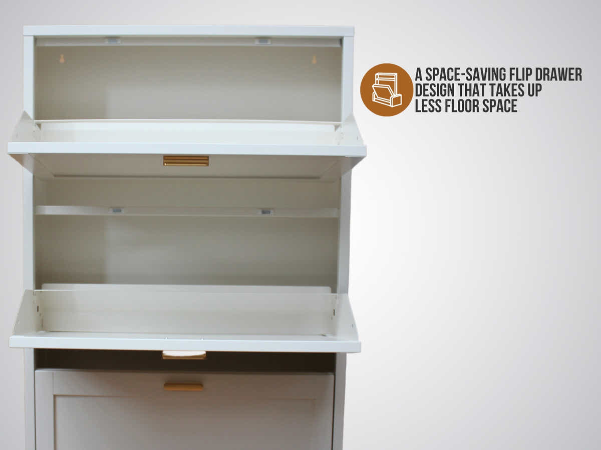 DS Lonna Steel 3-Layer Shoe Cabinet - White