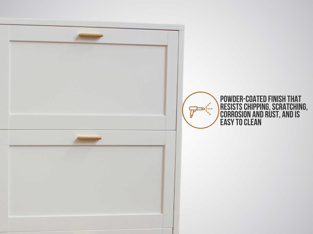 DS Lonna Steel 3-Layer Shoe Cabinet - White