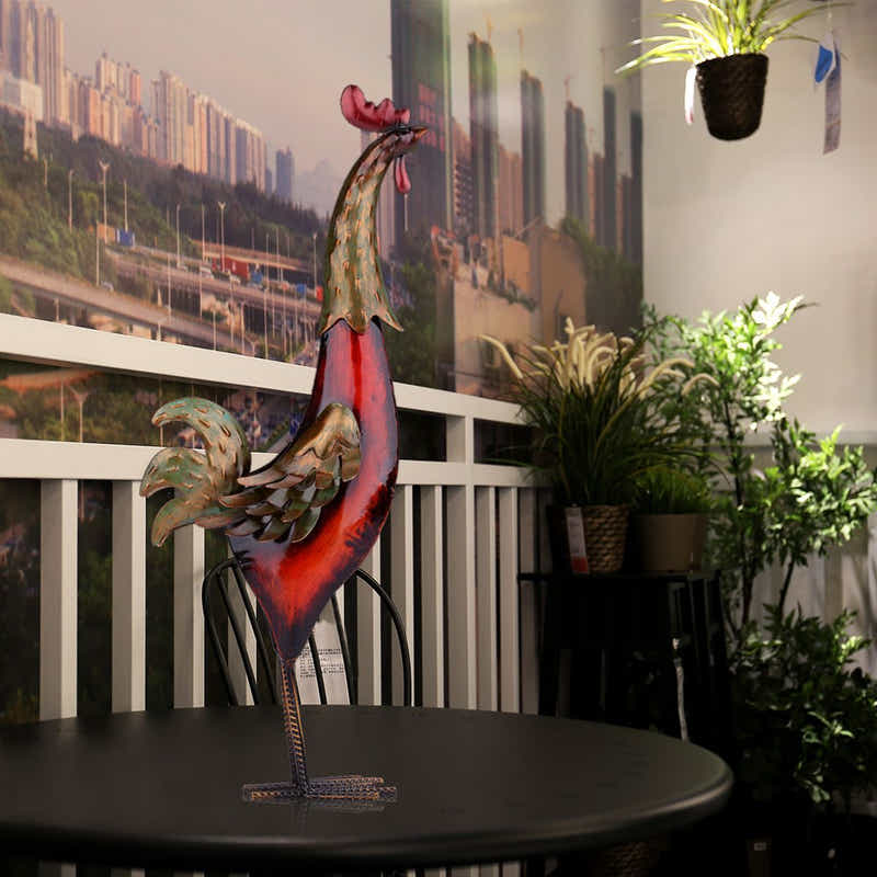 DS BS Metal Sculpture Carved Iron Rooster Home Furnishing