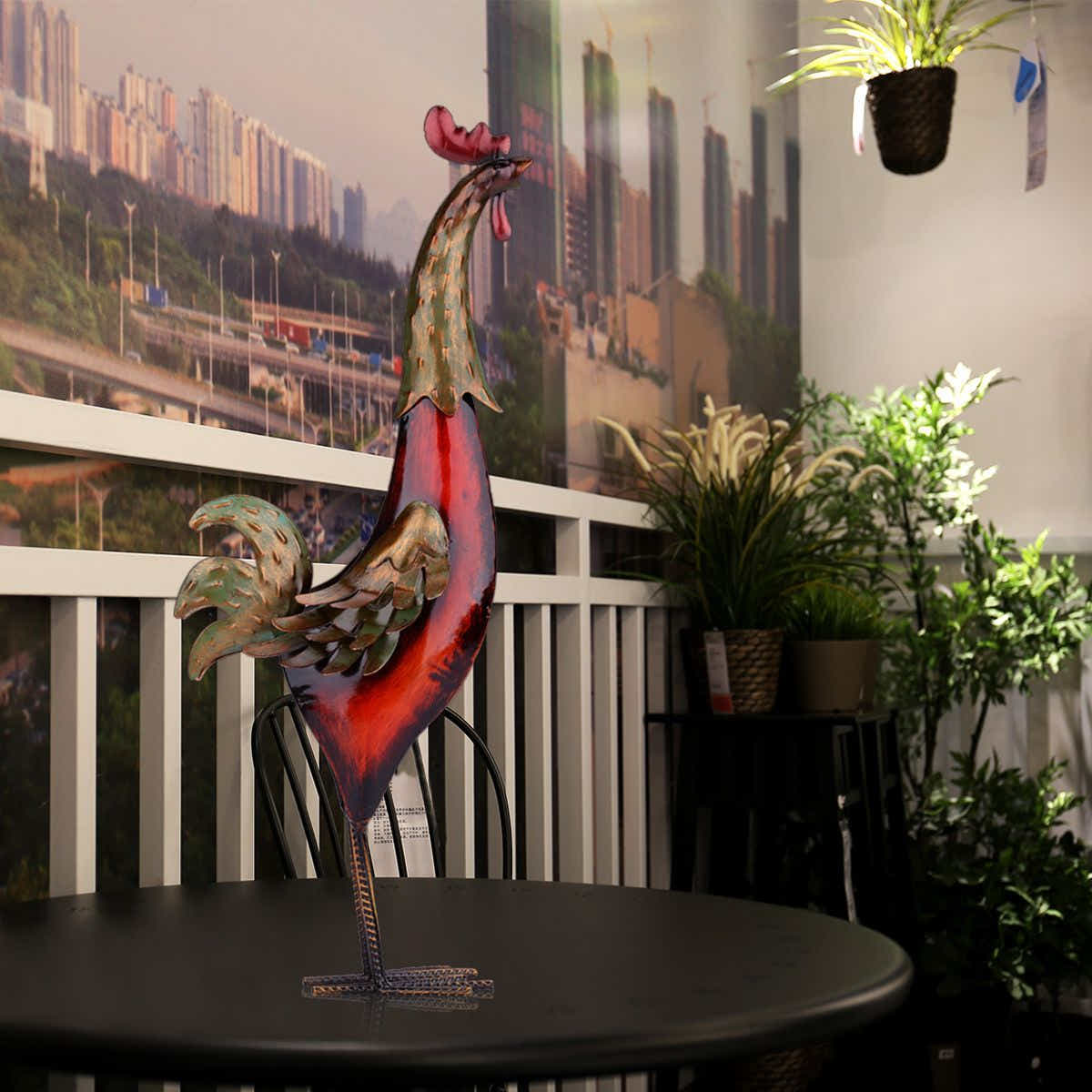 DS BS Metal Sculpture Carved Iron Rooster Home Furnishing