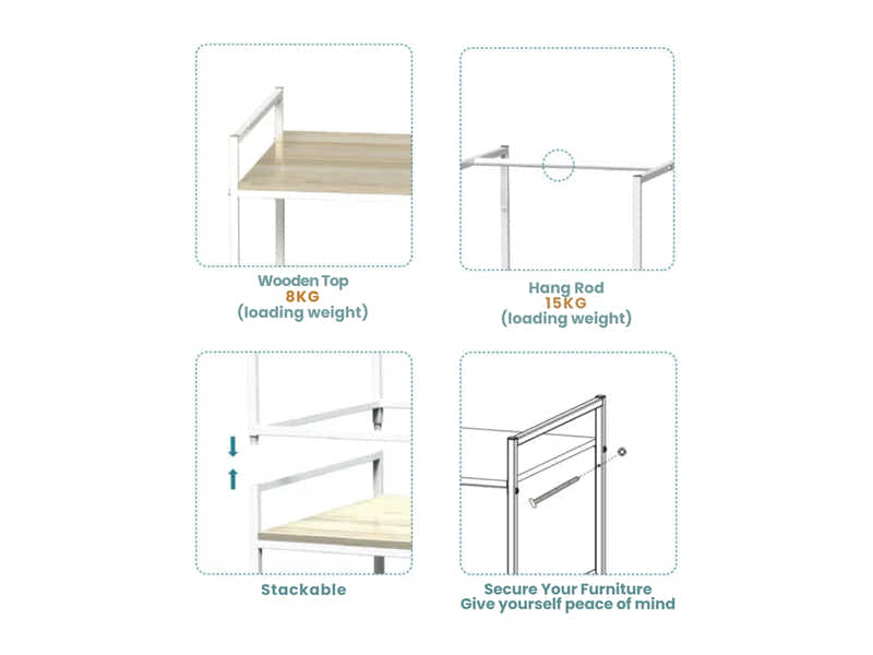 Delani Open Wardrobe with Shelves