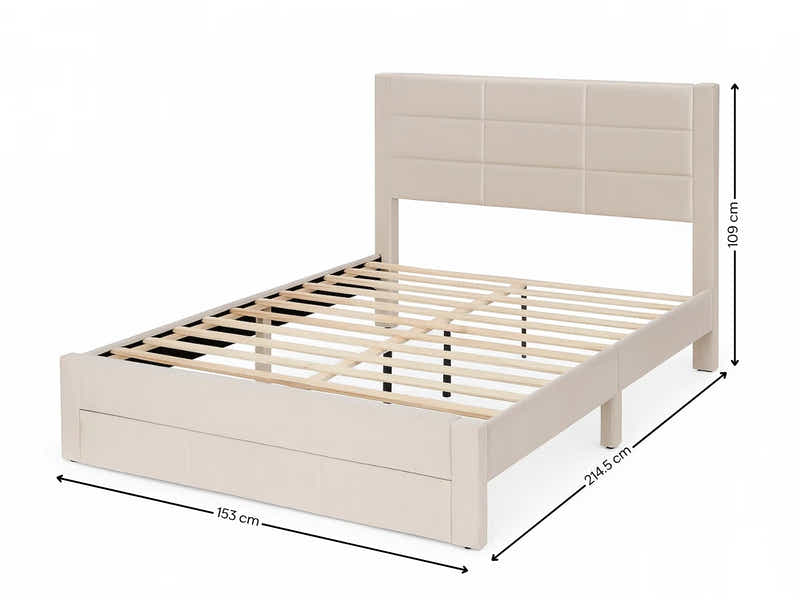 Hernan Bed Frame with Drawer - King