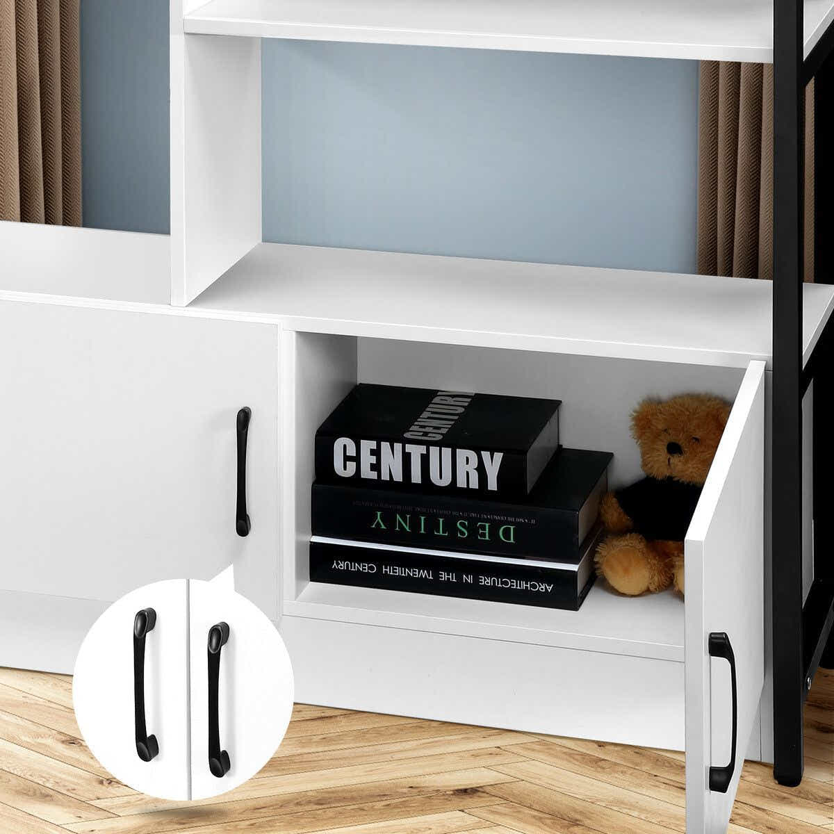 DS BD LUXSUITE 5 Tier Display Shelf Bookshelf Storage Cabinet 2 Lockable Doors