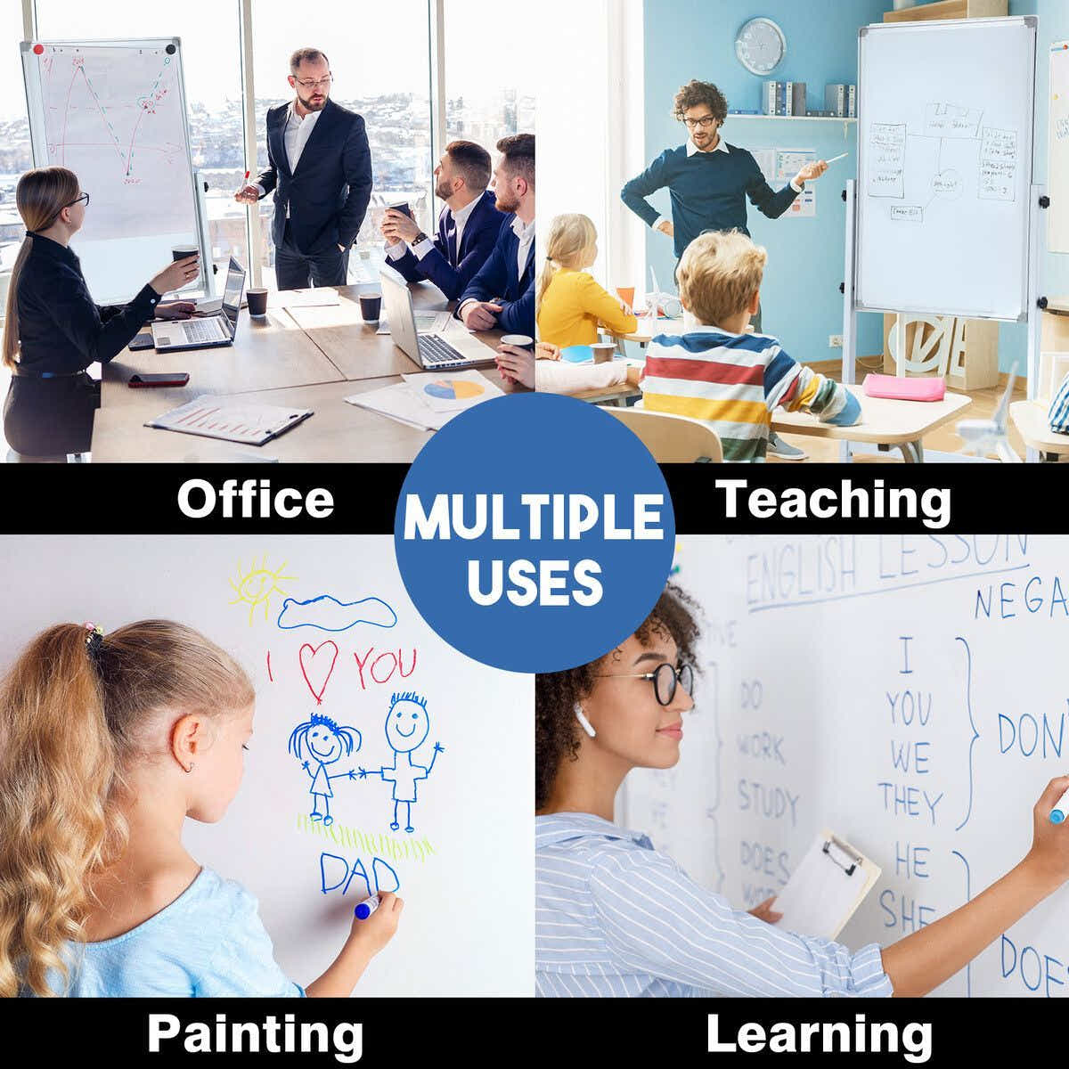 DS BD Double Sided Interactive Whiteboard Mobile White Board Dry Stand 60cmx90cm