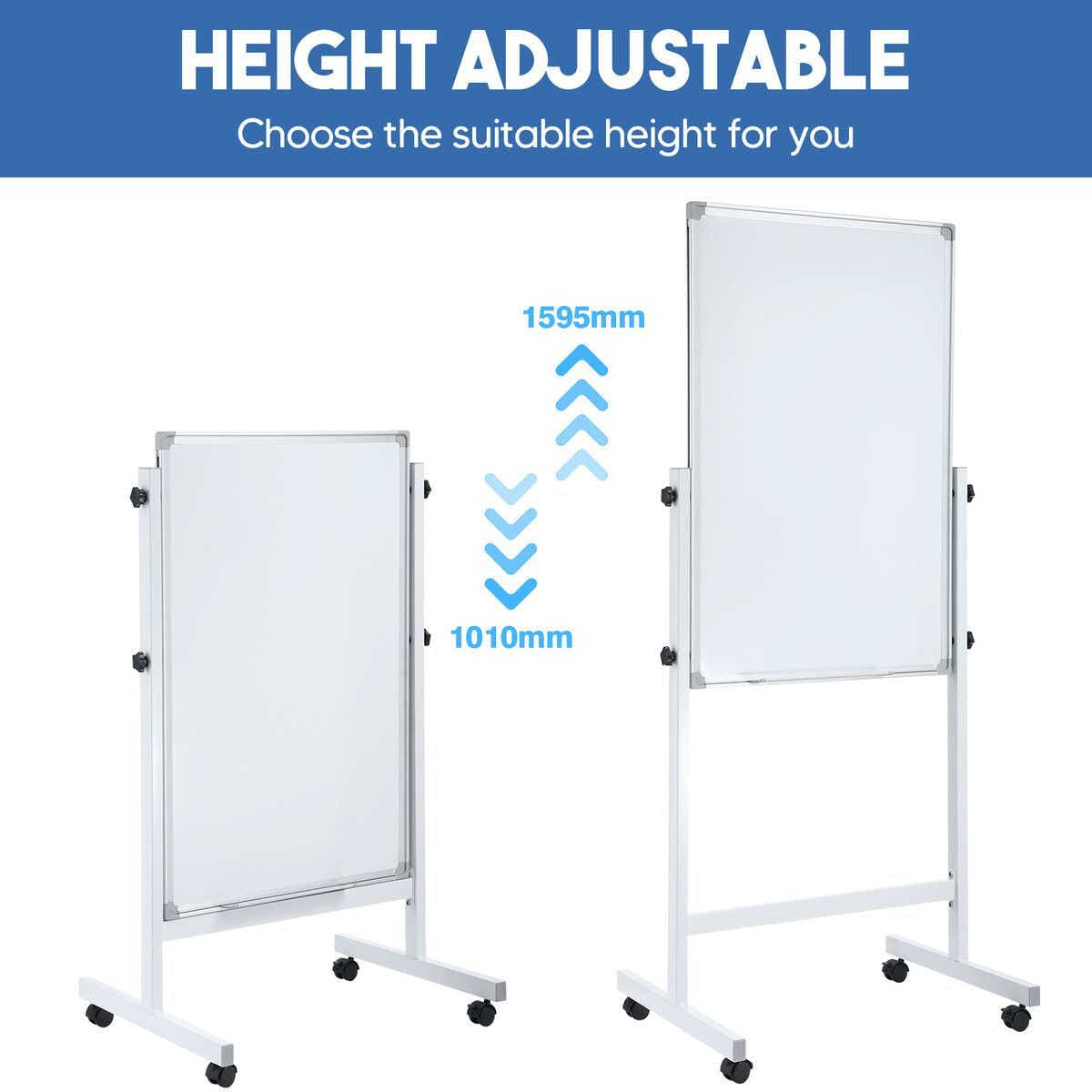 DS BD Double Sided Interactive Whiteboard Mobile White Board Dry Stand 60cmx90cm
