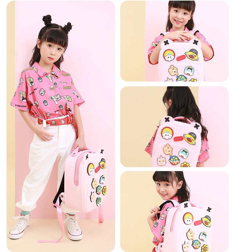 DS BS Kids Tide Cartoon Backpack-Pink