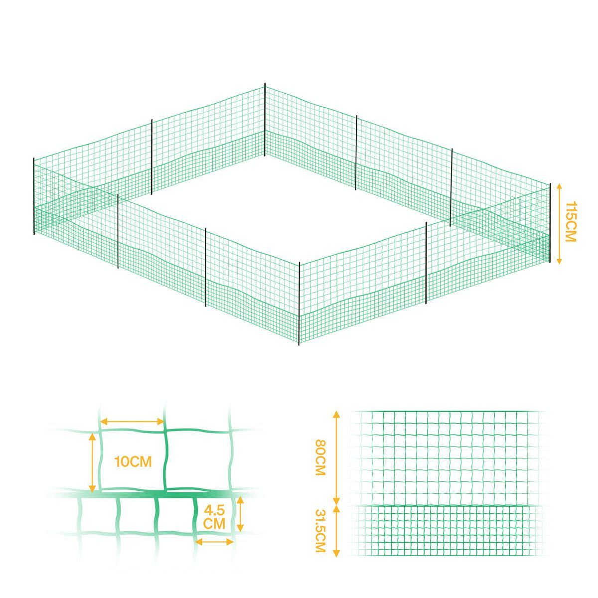 DS BD Chicken Fence Poultry Runs Coop Farm Pen Mesh Cage Net 1.15m x 30m