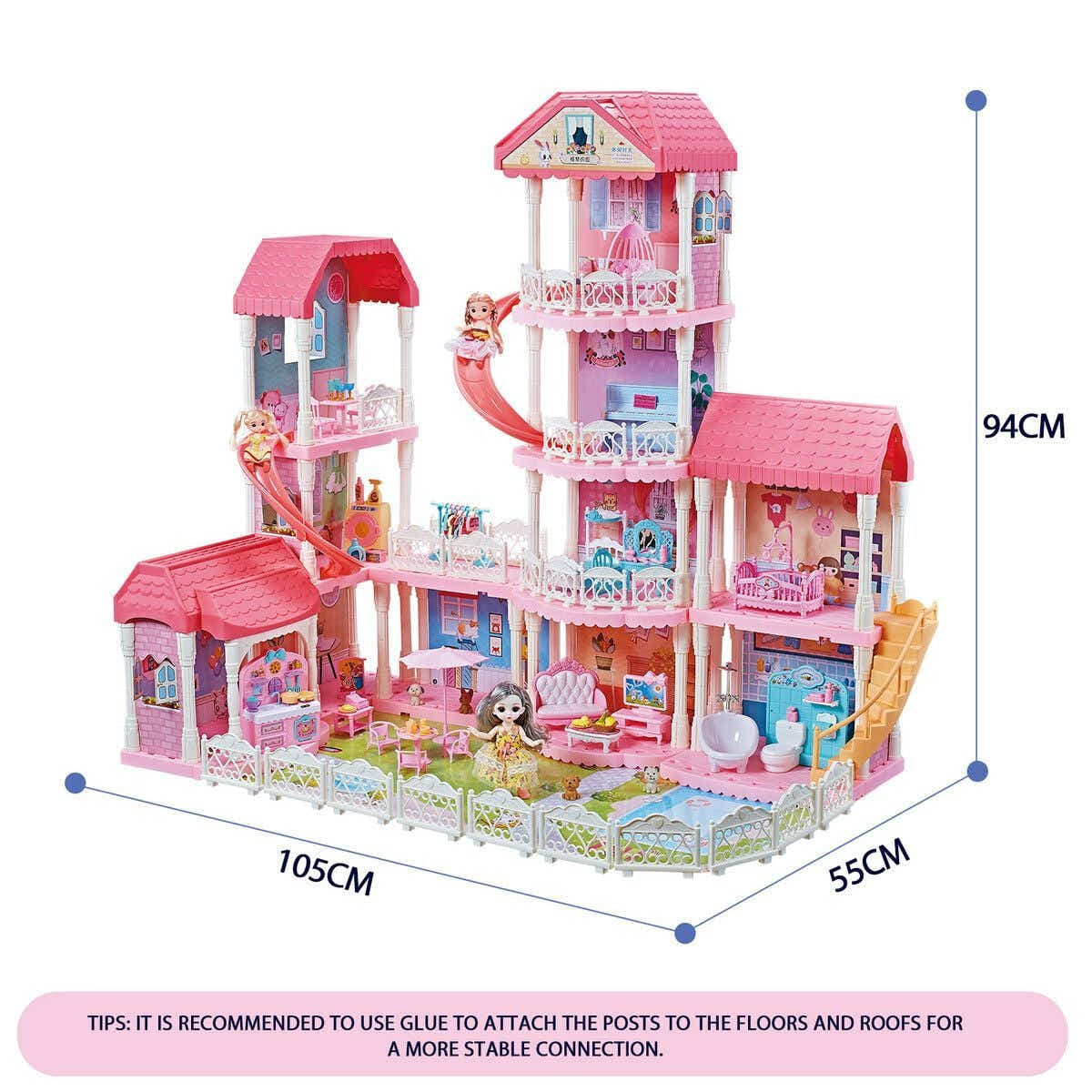 DS BD Doll House Dream Playhouses Toys Dollhouse Music 11 Rooms 4 Stories 93cm