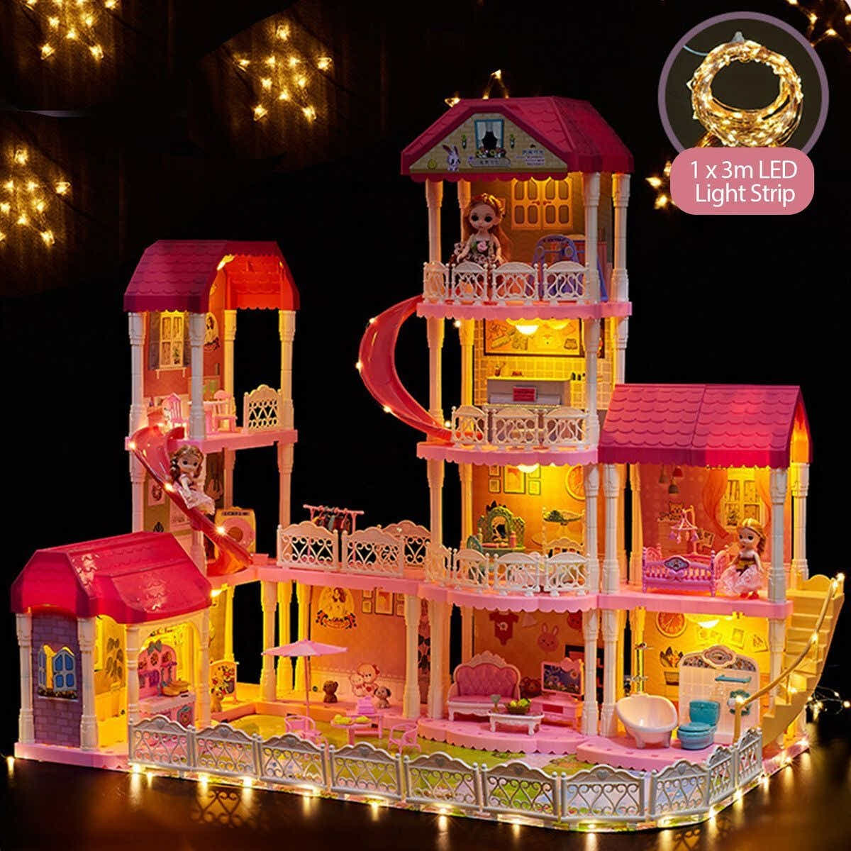 DS BD Doll House Dream Playhouses Toys Dollhouse Music 11 Rooms 4 Stories 93cm