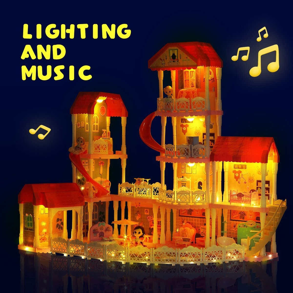 DS BD Doll House Dream Playhouses Toys Dollhouse Music 11 Rooms 4 Stories 93cm