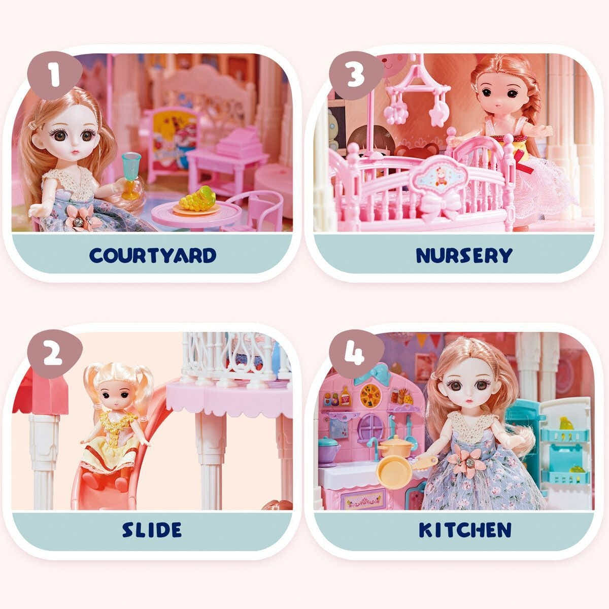 DS BD Doll House Dream Playhouses Toys Dollhouse Music 11 Rooms 4 Stories 93cm
