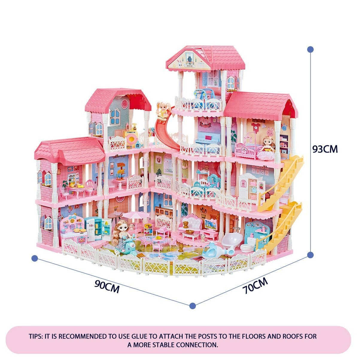 DS BD Doll House Dream Playhouses Toys Dollhouse Music 14 Rooms 4 Stories 93cm