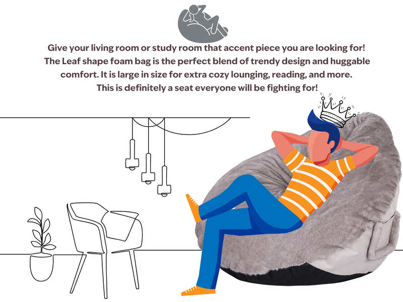 Leaf-Shaped Foam Bag Chair - Brown