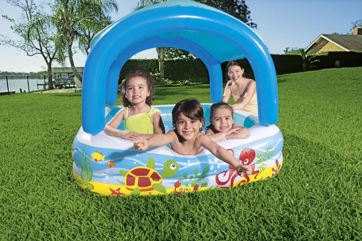 Bestway Shaded Play Pool + ZURU Shark Slide with 3-Pack Bunch O Balloons