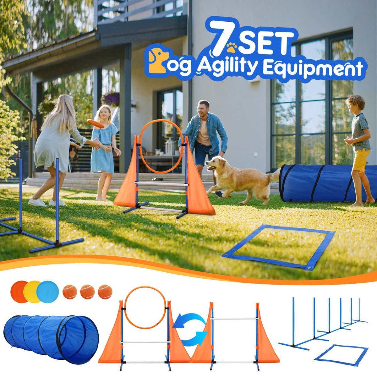 DS BD Dog Agility Equipment Obstacle Training Course 7 Set Toys Supplies Hurdle
