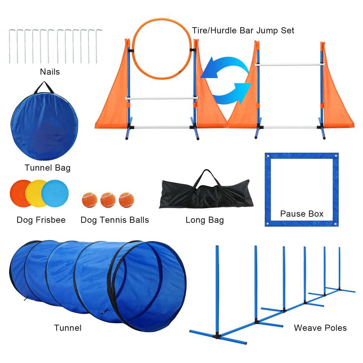 DS BD Dog Agility Equipment Obstacle Training Course 7 Set Toys Supplies Hurdle