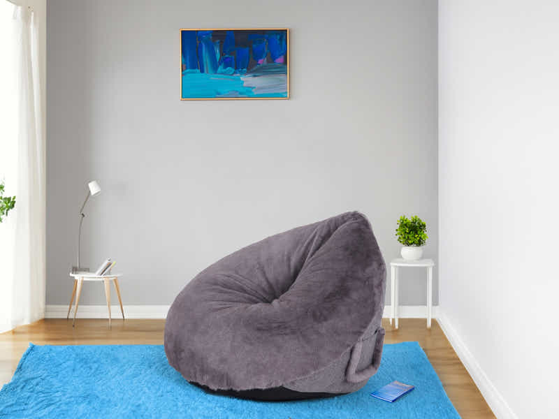Leaf-Shaped Foam Bag Chair - Grey