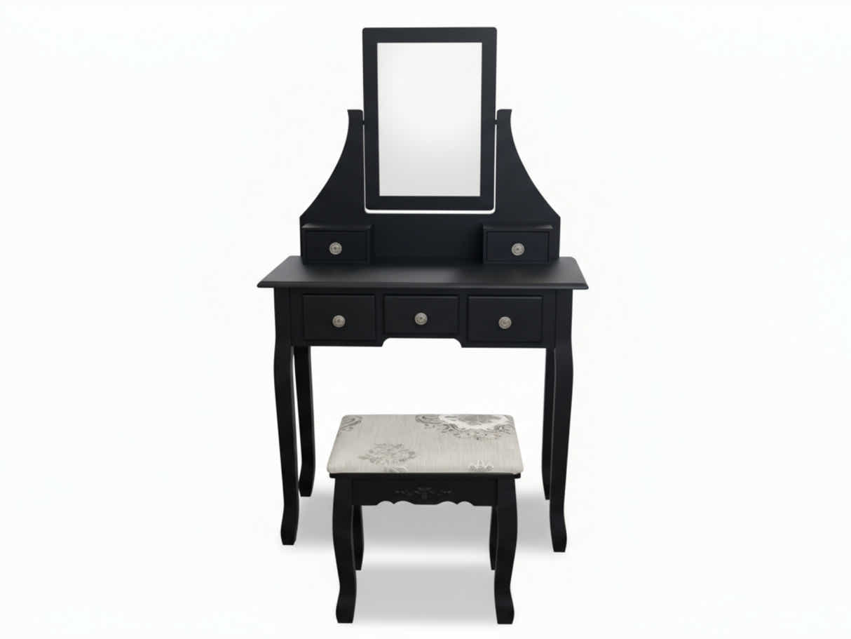Dressing Table with Stool Black - 74.5 cm