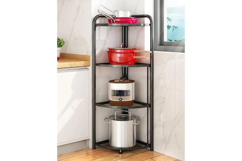 DS BS Foldable 4 Tier Steel Triangular Corner Shelving Unit