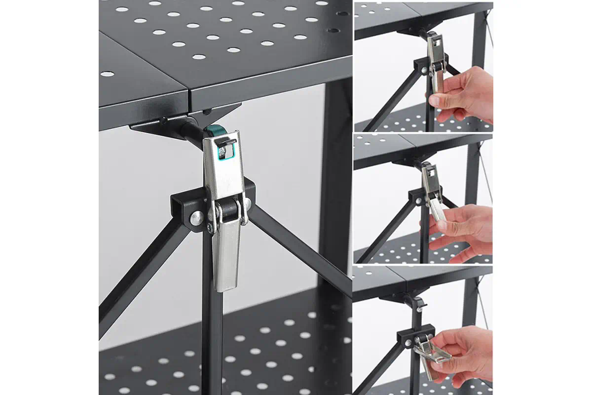 DS BS Foldable 5 Tier Kitchen Trolley Shelving Unit with Wheels