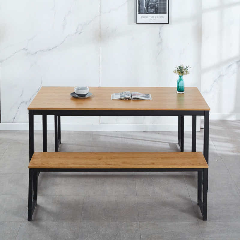 Wooden Dining Table with Metal Legs - 160 cm