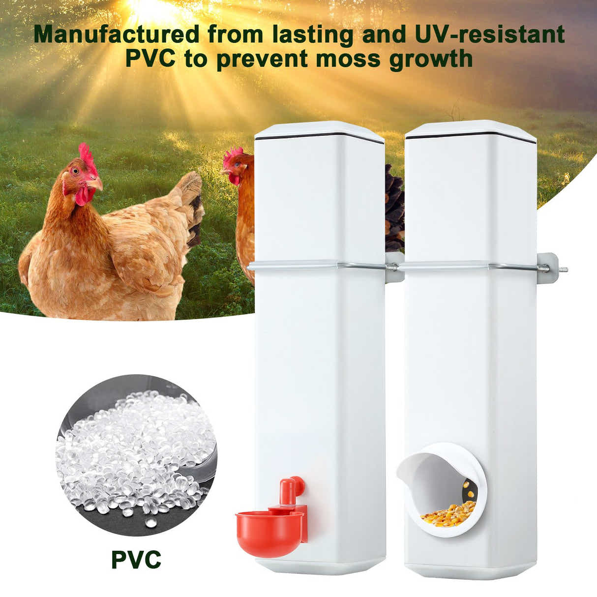 DS BD Chicken Feeder Water Dispenser Automatic Waterer Poultry Cup 4L Plastic
