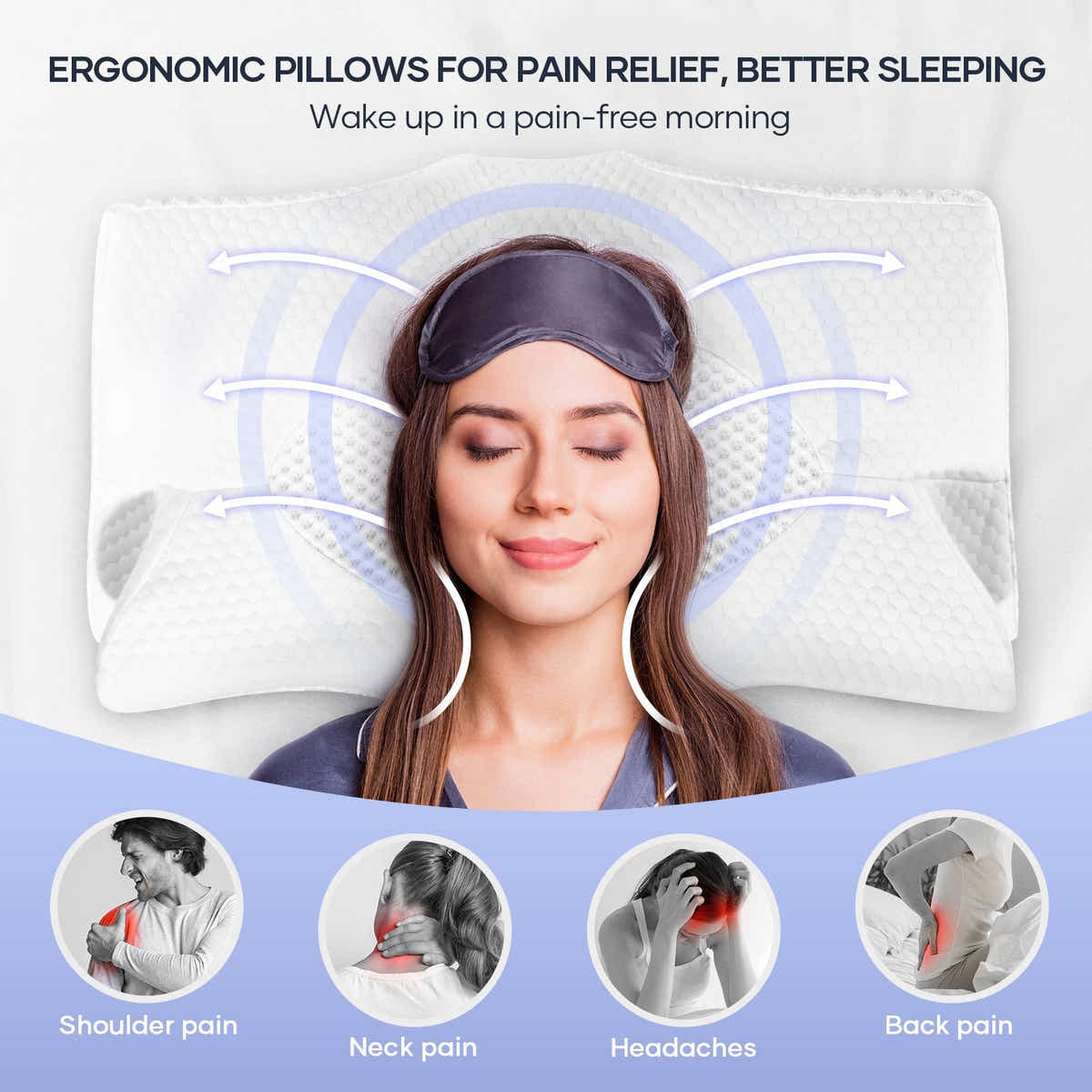 DS BD Luxdream Cervical Pillow Memory Foam Contour Shoulder Ergonomic Dark Grey