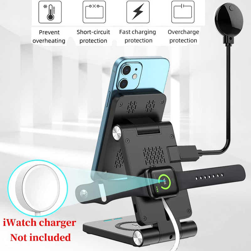 DS BS 4 in 1 iPhone 12 Magnetic Wireless Charging Station with LED Desk Lamp
