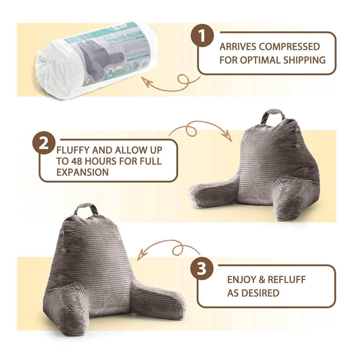 DS BD Bed Reading Pillow Support Sit Up Husband Backrest Armrest Cushion Fabric