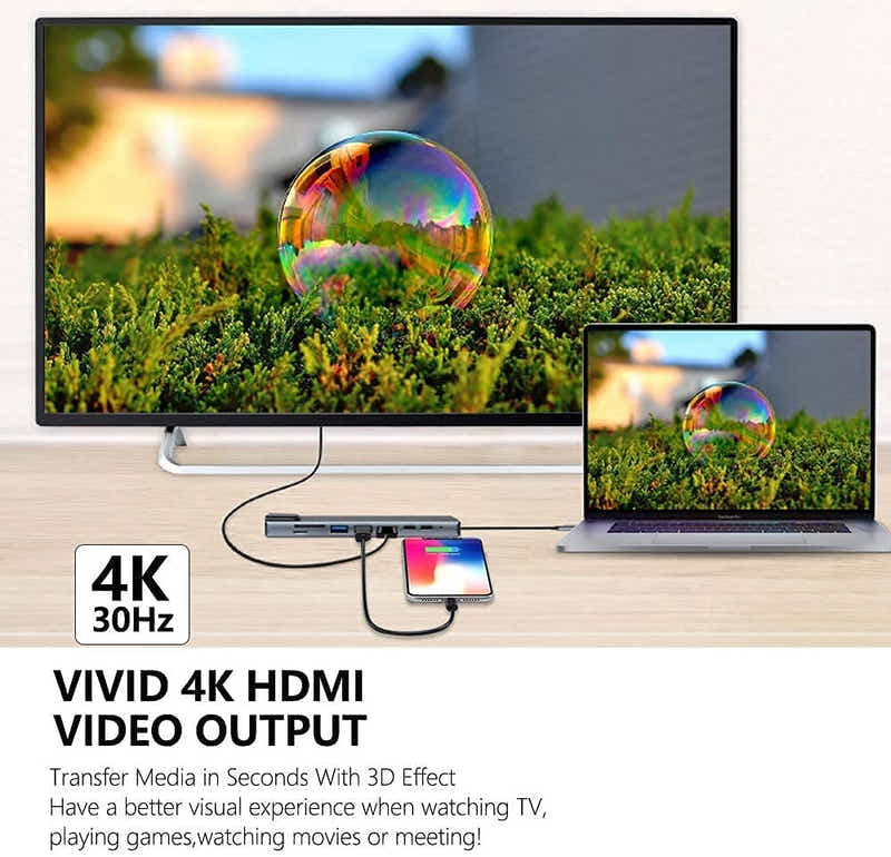 DS BS 8 in 1 USB C Laptop Docking Station with 4K HDMI