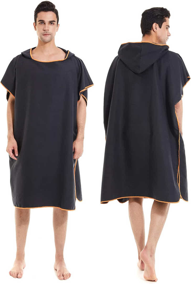 DS BS Changing Robe Towel with Hood - Black