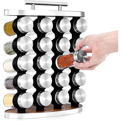 DS BS Standing 20-Jar Countertop Spice Rack with handle