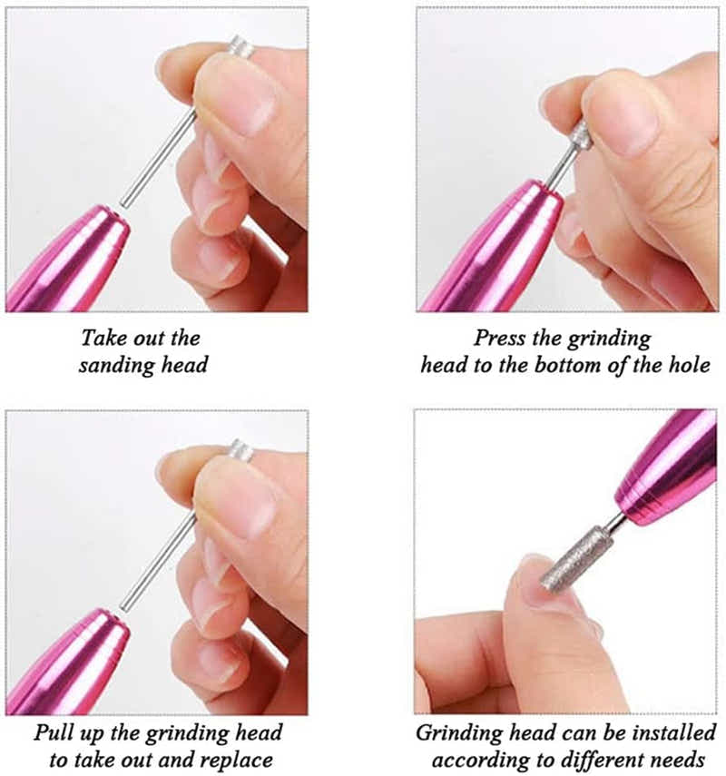 DS BS   Electric Nail Polisher with 11 Pcs Drill Bit-Gold