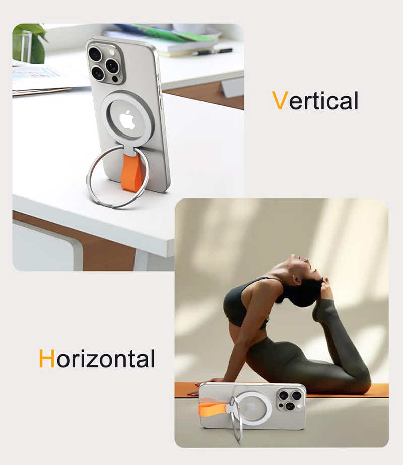 DS BS Magnetic Ring Holder With Finger Loop Compatible MagSafe iPhone-Silver