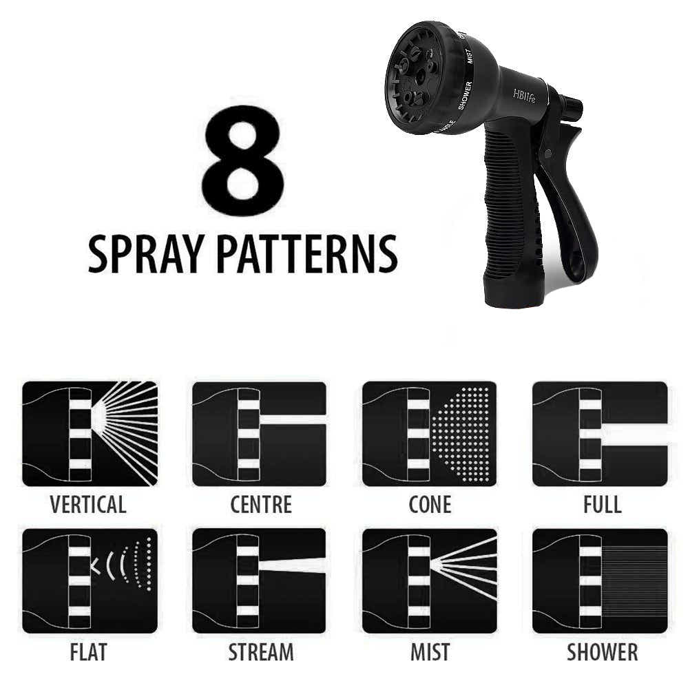 DS BS 15m Heavy Duty Expandable Garden Water Hose with 8 Function Spray